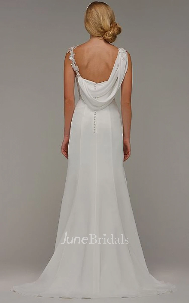 Sparkly Elegant V-Neck Sleeveless Sheath Wedding Dress Sexy Unique Cowl Back Backless Ruched Ruffled Bridal Gown