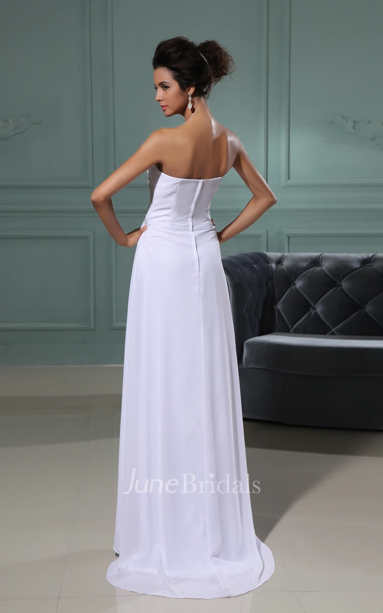 Sweetheart Sleeveless Crisscross Front Gathering Gown With Brush Train