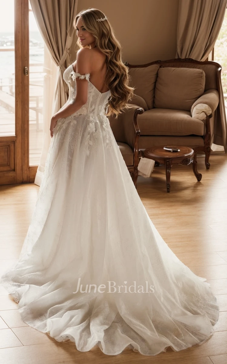 Ethereal Elopement A-Line Plunging Neck Lace Wedding Dress Romantic Floral Sleeveless Backless Bridal Gown