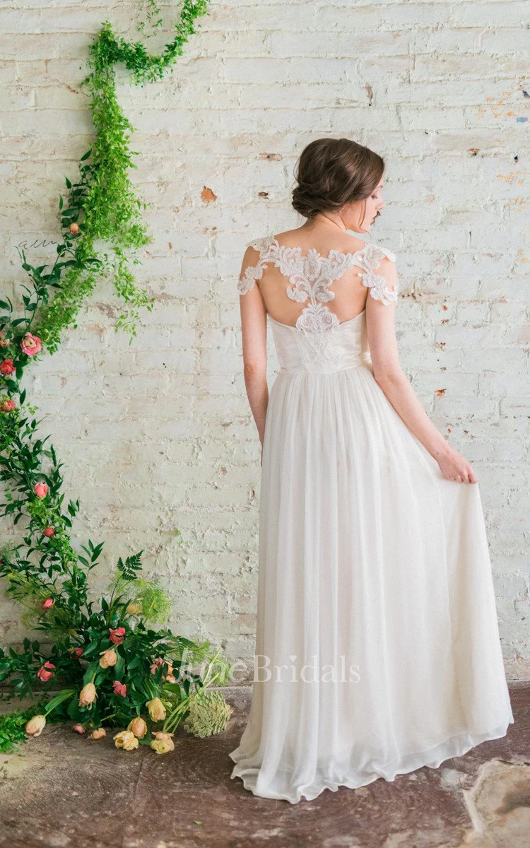 Sweetheart A-Line Long Chiffon Wedding Gown With Appliques