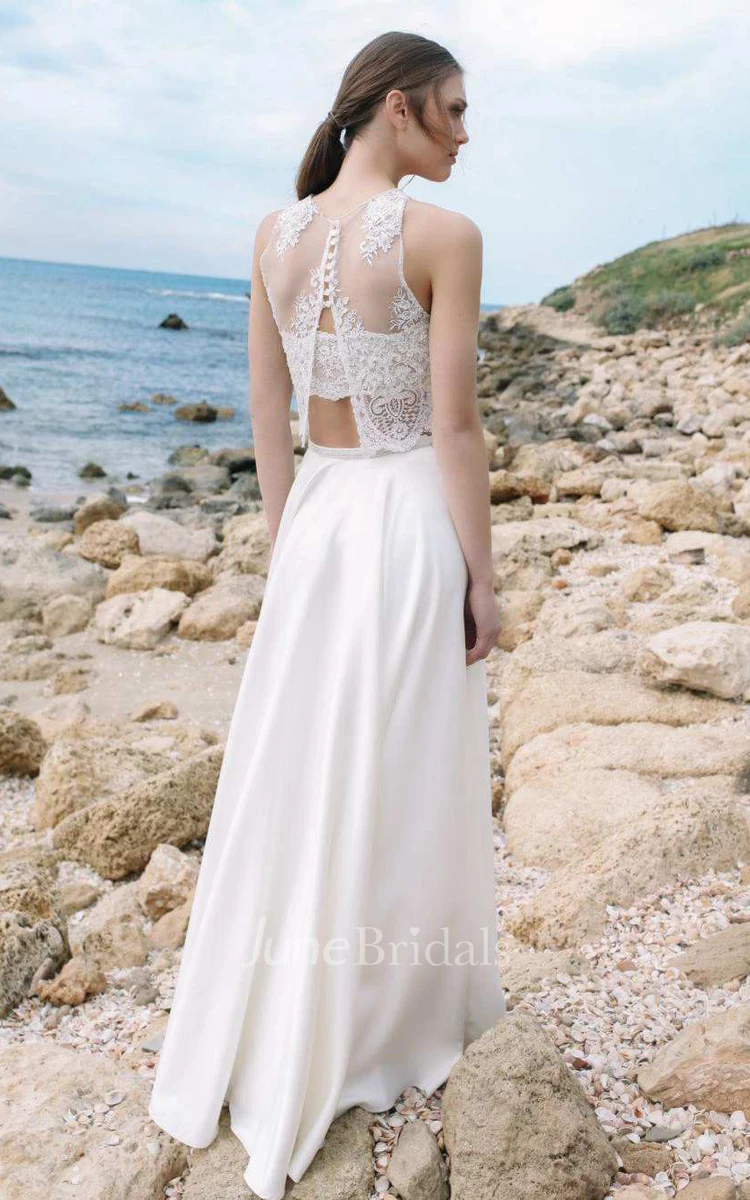 Satin and chiffon wedding shops dress