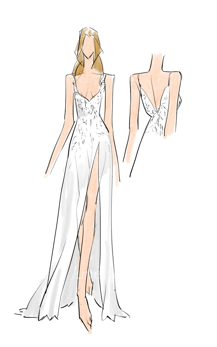 Lace Mermaid Wedding Dress Sketches