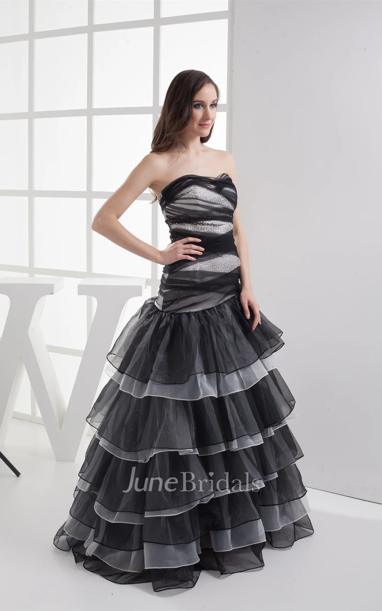 Two-Tone A-Line Gown with Tiers and Stress