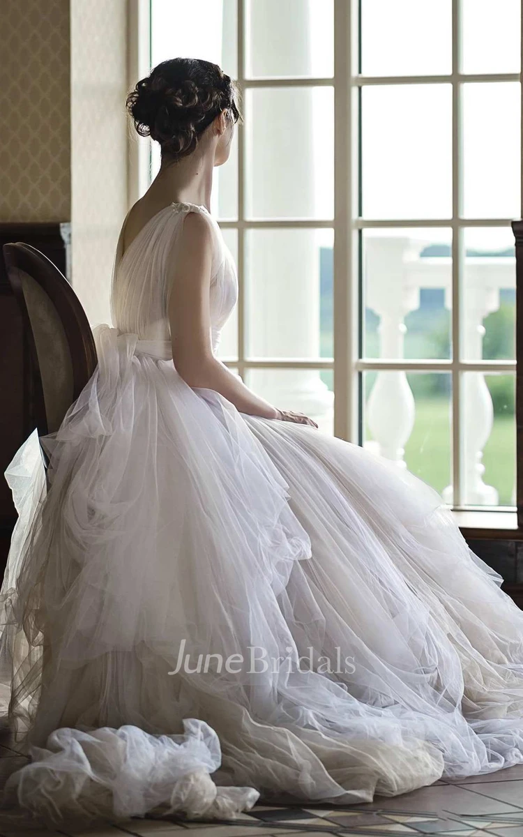Tulle Satin Appliques Lace Wedding Dress