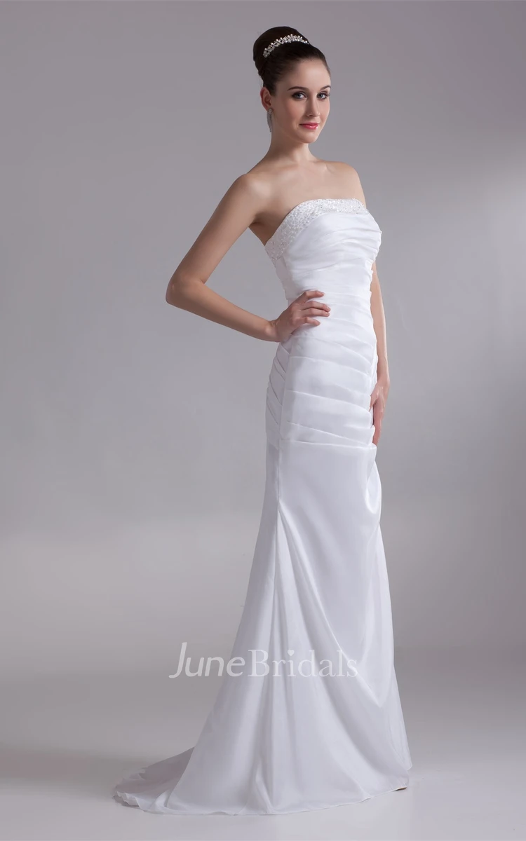 strapless sheath mermaid dress with corset back and beading