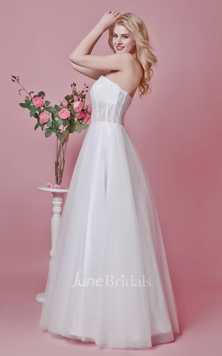 Sweetheart A-line Lace and Tulle Gown With Embroidery