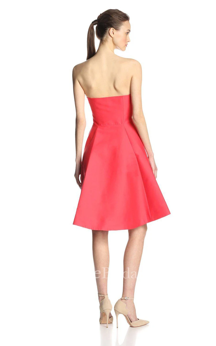 Strapless A-line Knee-length Dress With Pleats