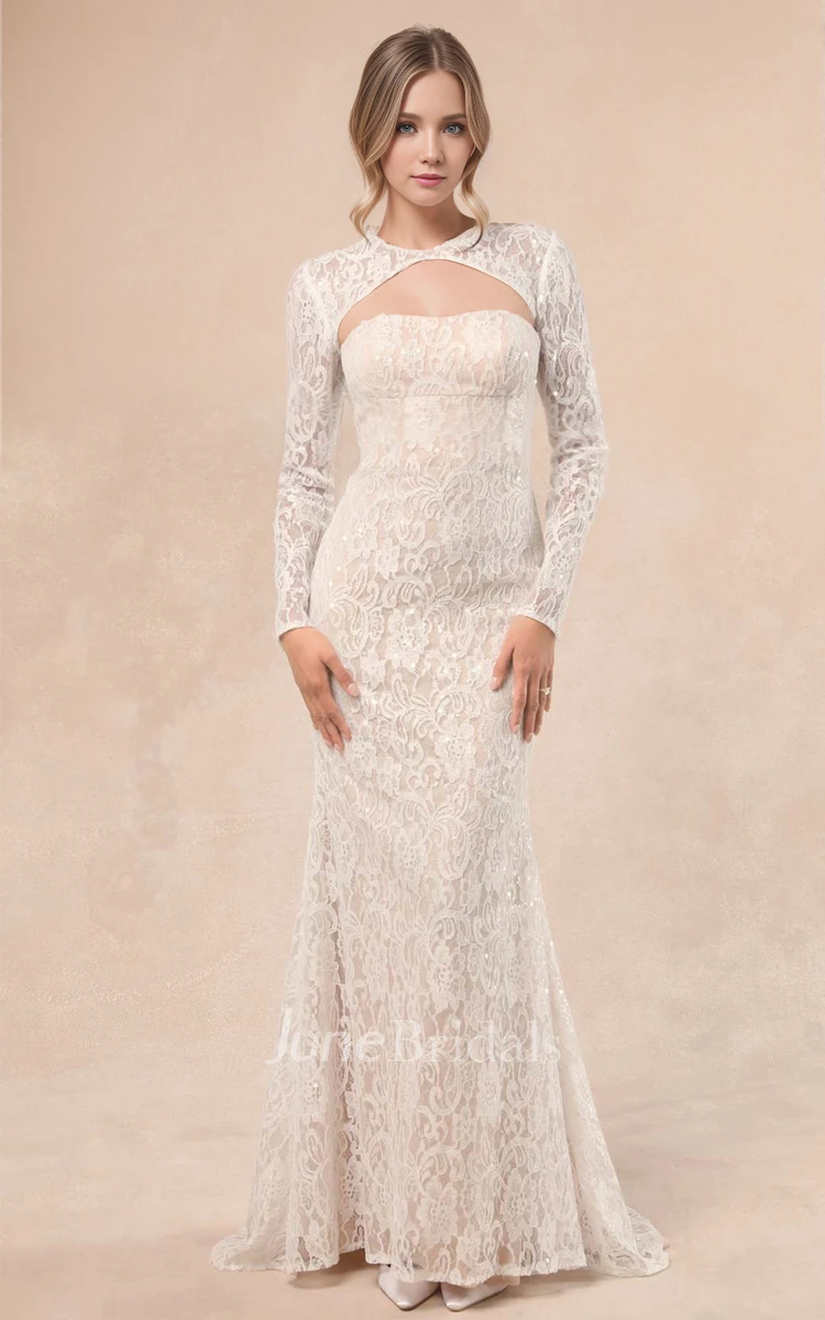Boho Elegant Mermaid Long Sleeve Sweetheart Maxi Wedding Dress with Open Back