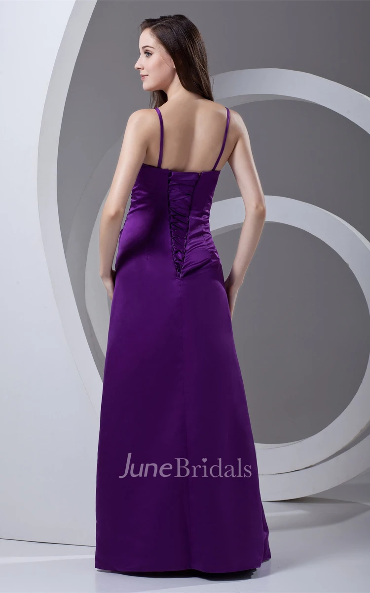 spaghetti-strap a-line gown with corset back and beading