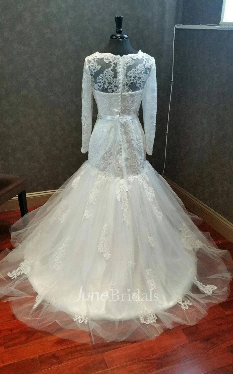 Modest Wedding With Long Lace Sleeves Bridal Gown Dress
