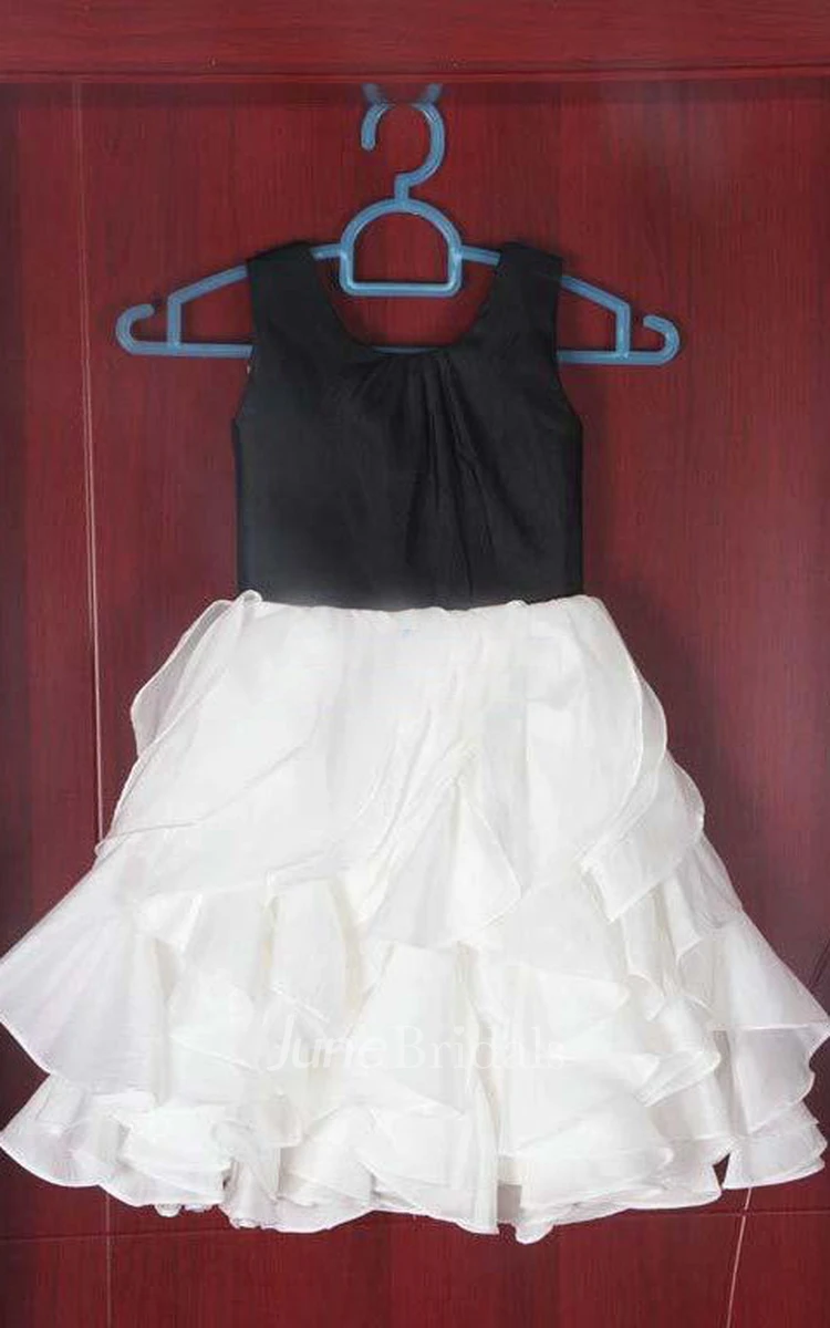 Simple Taffeta Flower Girls In Black And White New Cute Gown