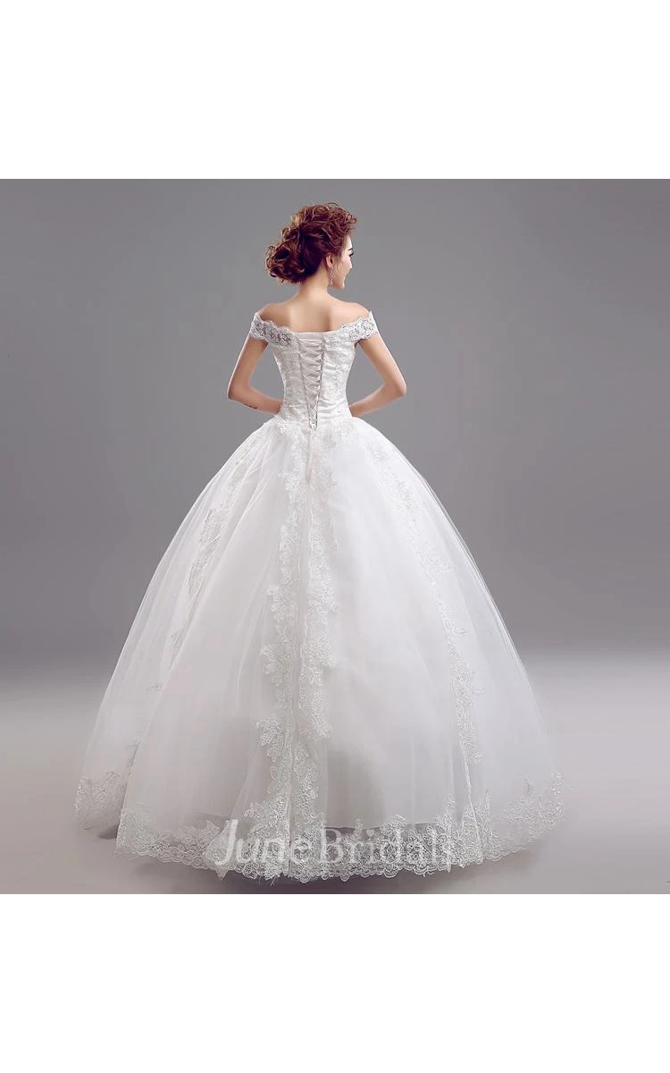 Princess Off-the-Shoulder Lace Wedding Dresses Ball Gown Lace-up