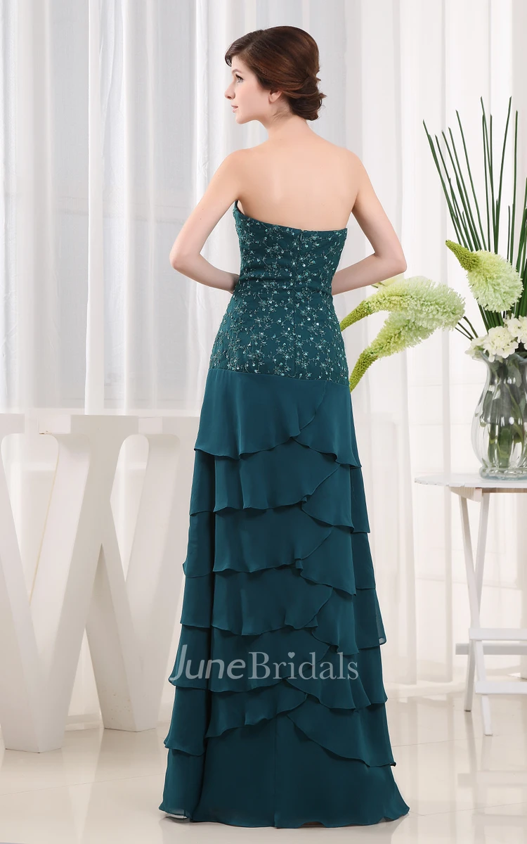 Strapless Floor-Length Beaded Dress With Palatine Design