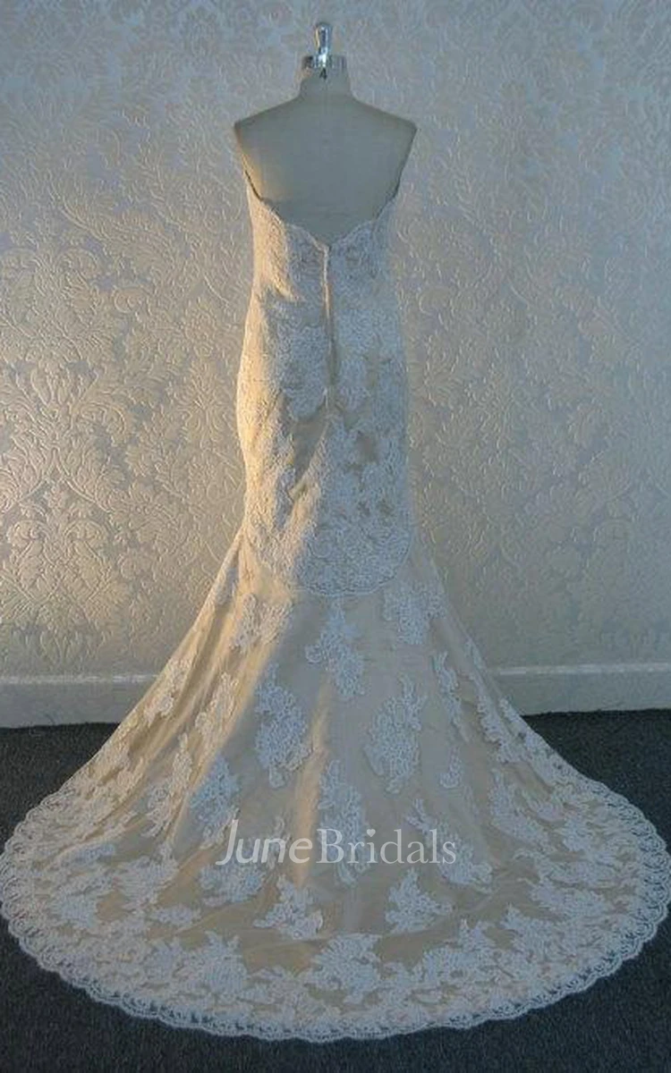 Sweetheart Neck Sleeveless Mermaid Floor-Length Lace Wedding Dress