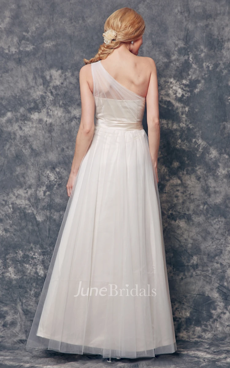 Dreaming One Shoulder Ruched and Pleated Long Tulle Dress