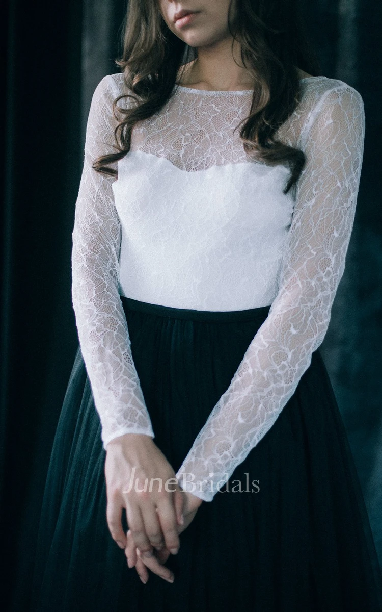 Sheath Bateau Floor-length Weding Dress Long Sleeve Deep-V Back With Pleats Black Wedding Dress
