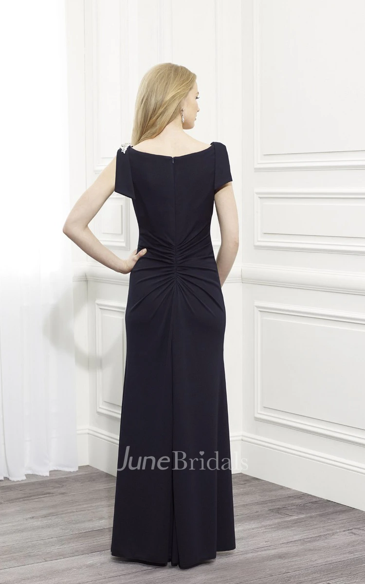 Chiffon Cap-Sleeve Ruched Mother Of The Bride