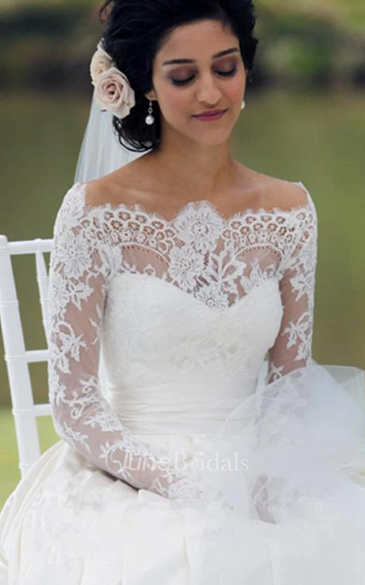 Timeless Lace Appliques Princess Wedding Dress Long Sleeve