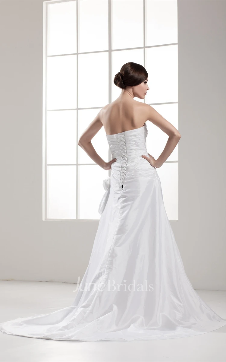 Sweetheart Criss-Cross Pick-Up Gown with Appliques and Flower