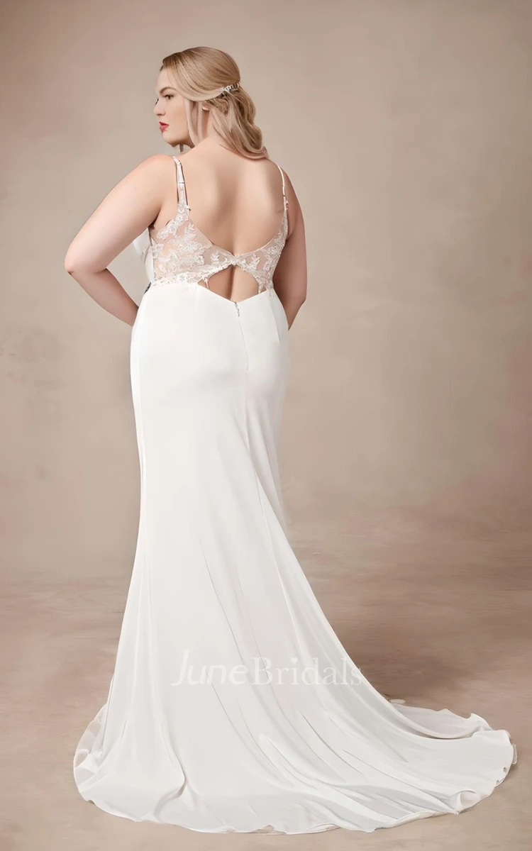Plus Size Mermaid Satin Sleeveless Wedding Dress Simple Casual Sexy Elegant Ethereal Spaghetti Floor-length