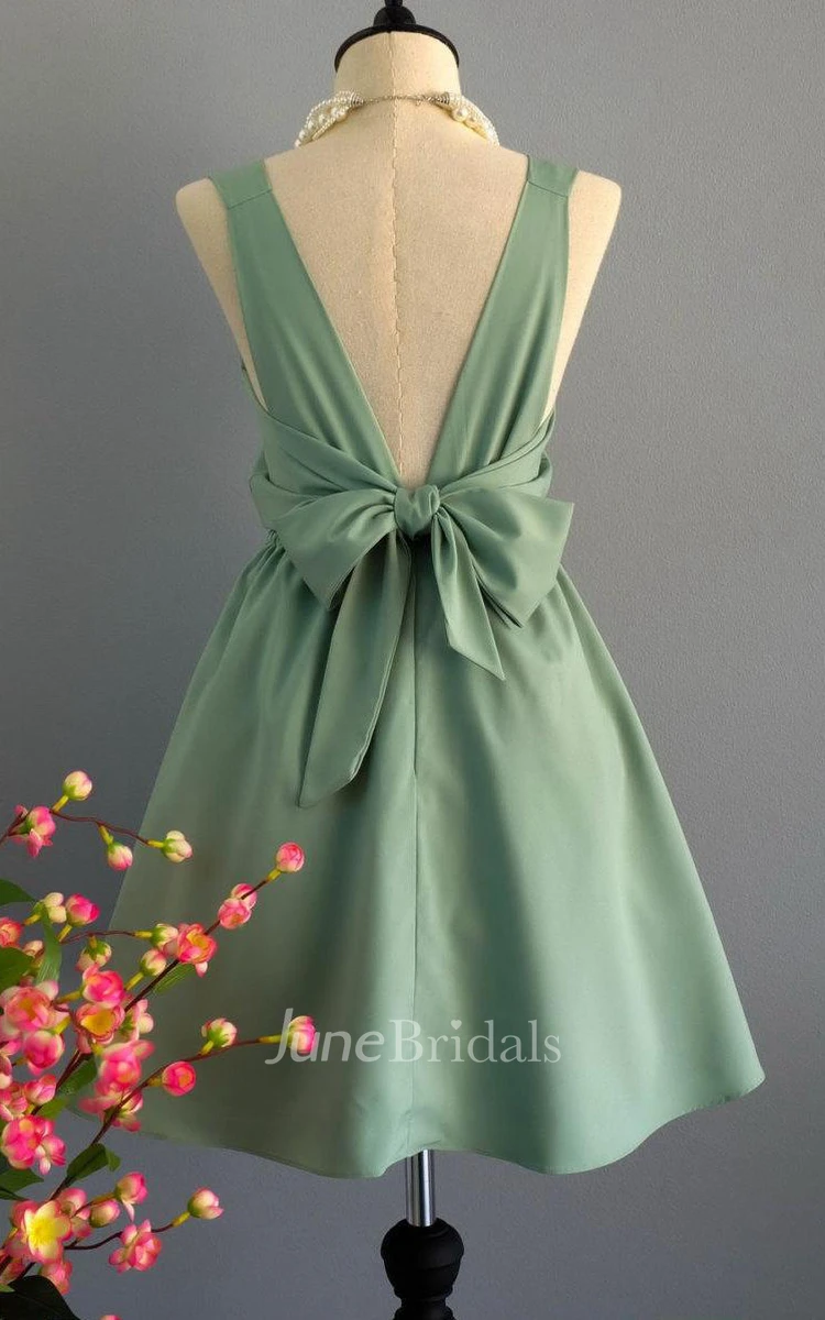 Backless Dress With Bow&Low-V Back