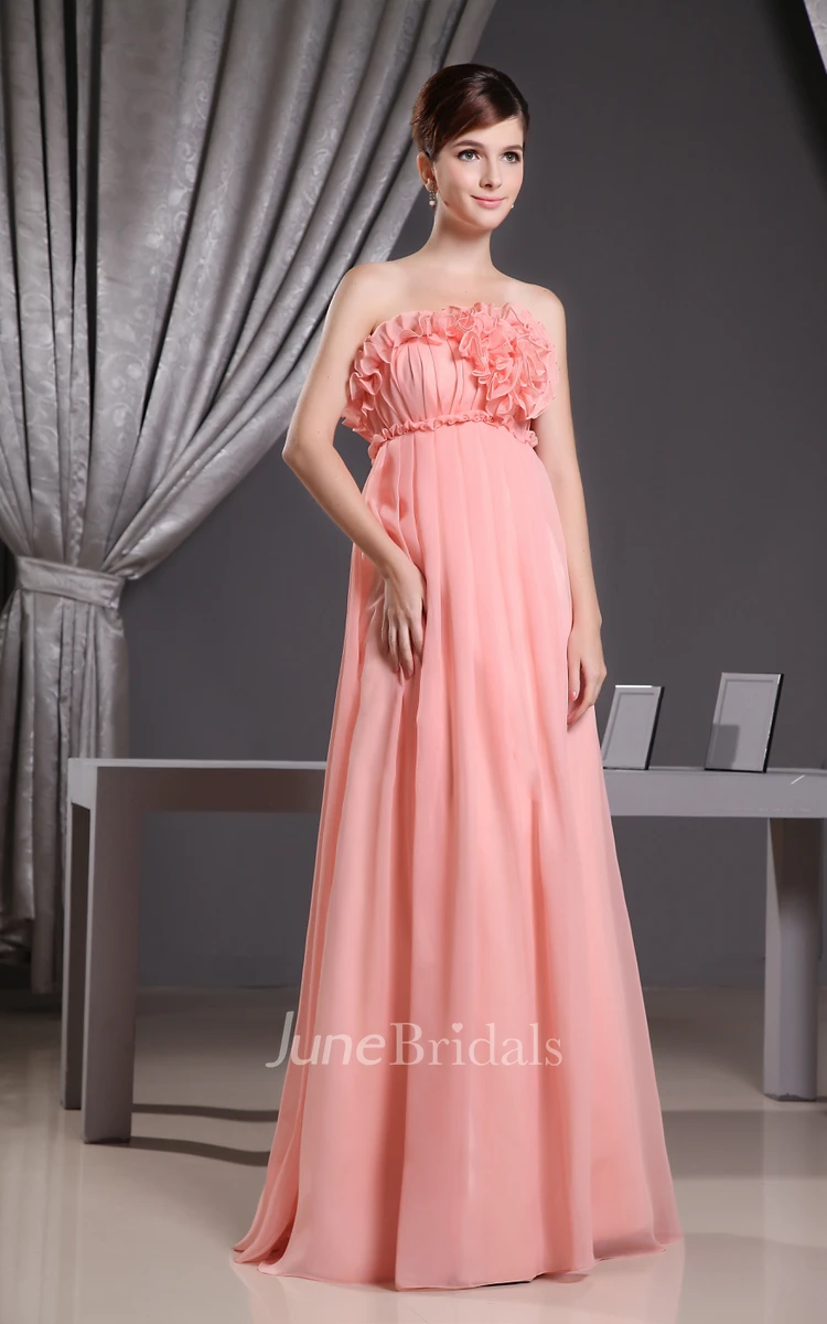 Chiffon Empire Long Dress With Floral Top