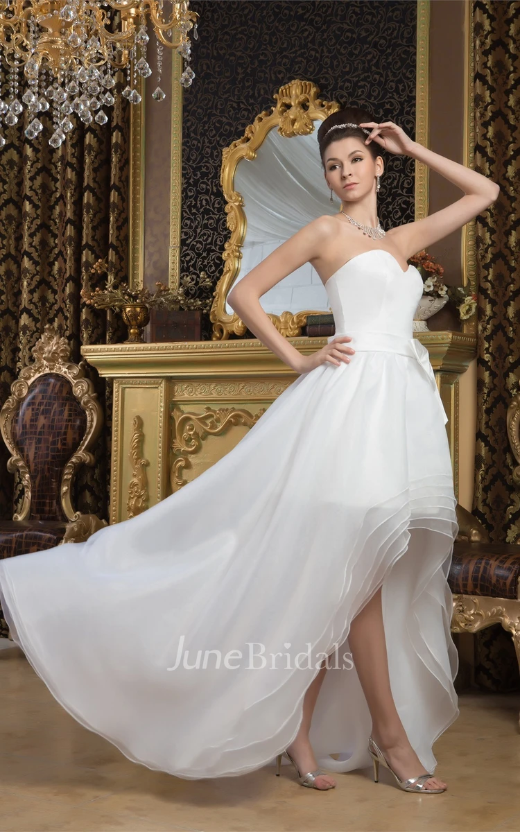 Sweetheart High-Low A-Line Gown with Tiers and Bow