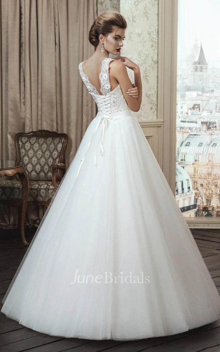A-Line Ball Gown Strapped Weddig Dress