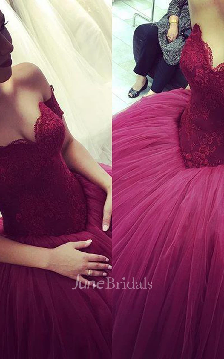 Modern Off-the-shoulder Tulle Lace Evening Dress Princess Sweep Train