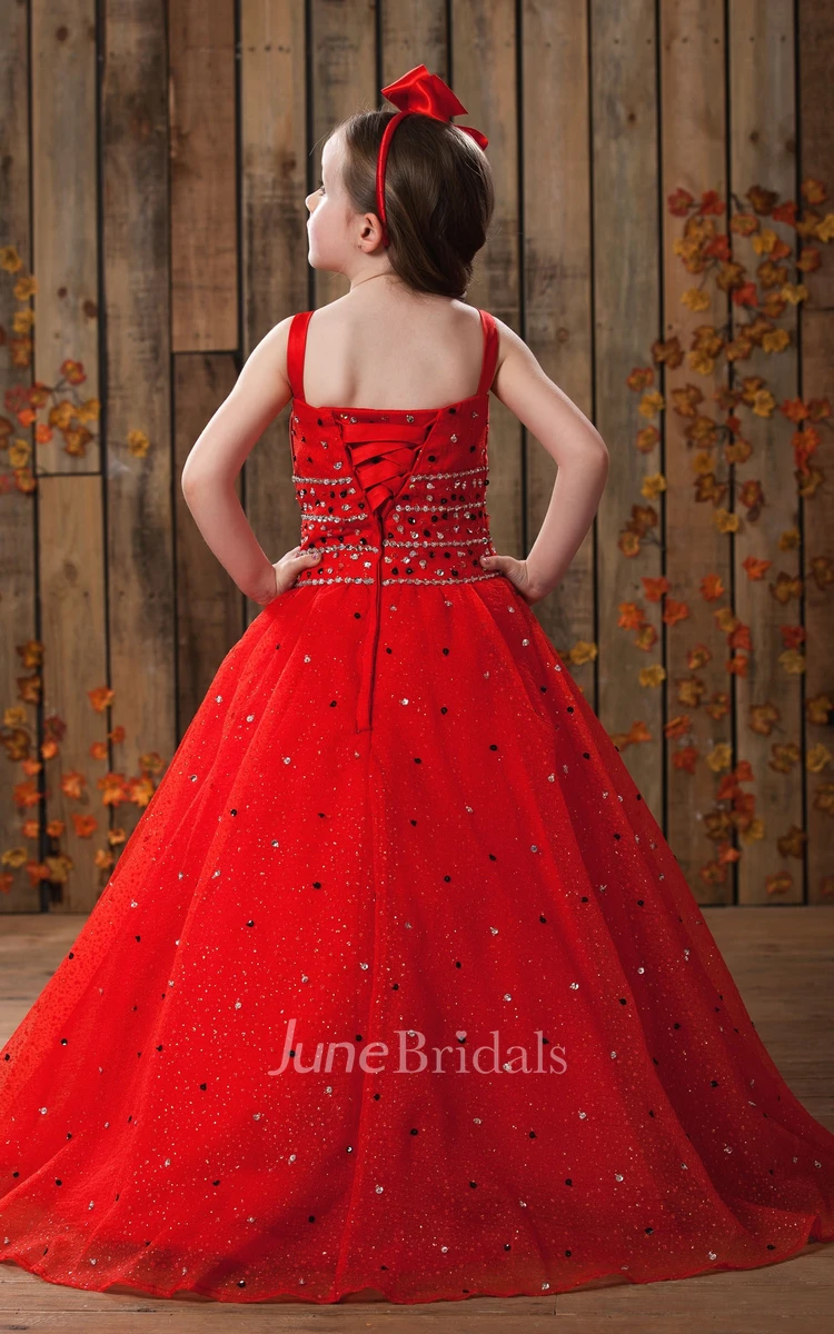 Flamboyant Beaded A-Line Flower Girl Dress With Sequins