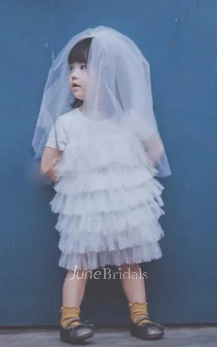 Double Layers Simple Style Tulle Flower Girl Veil