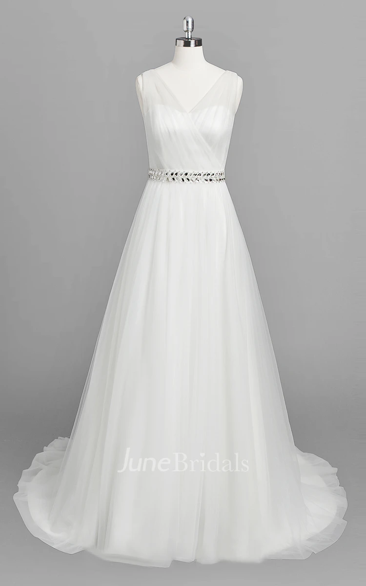 Vintage A-Line Ruffled Chiffon Wedding Dress With Appliques