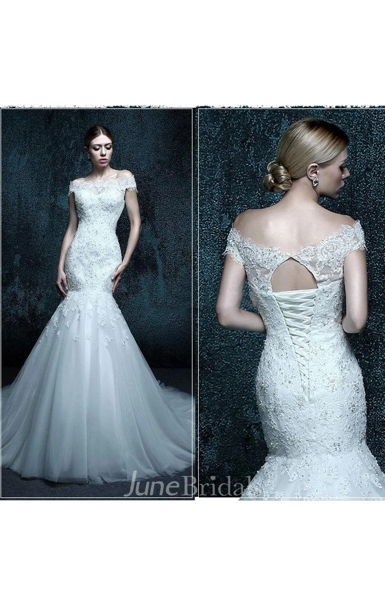 Mermaid Tulle Lace Weddig Dress With Beading Appliques