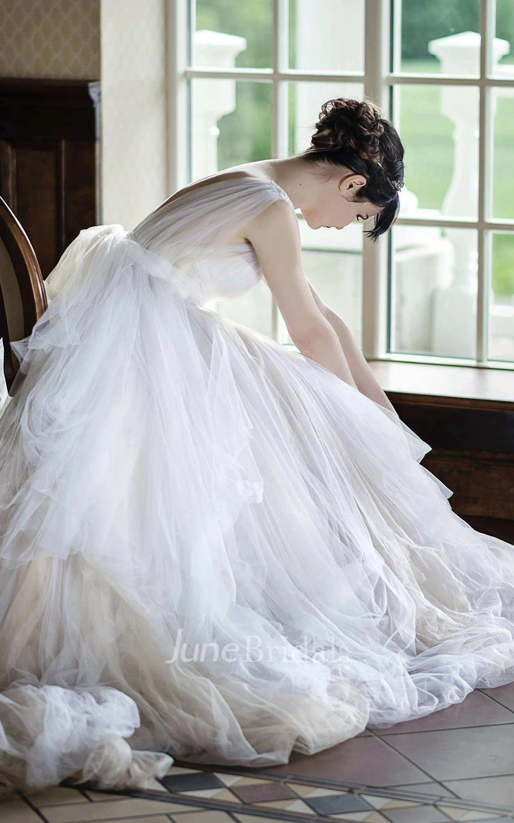 Tulle Satin Appliques Lace Wedding Dress