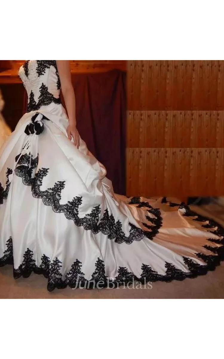Ball Gown Sweetheart Taffeta Floor-length Cathedral Train Sleeveless Wedding Dress with Corset Back