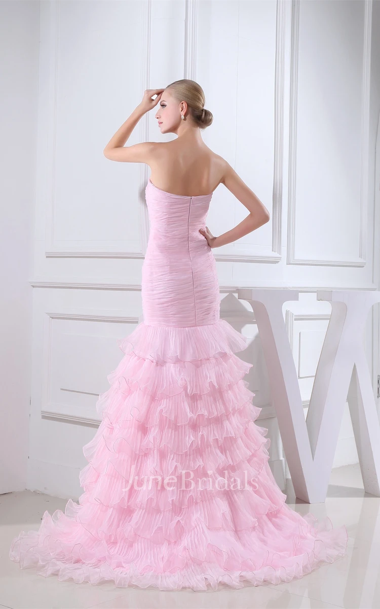 Sweetheart Criss-Cross Organza Dress with Tiers and Beading