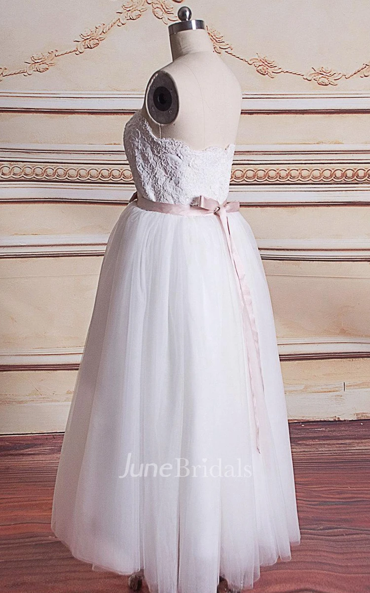 Mini Sweetheart Tulle Lace Satin Weddig Dress