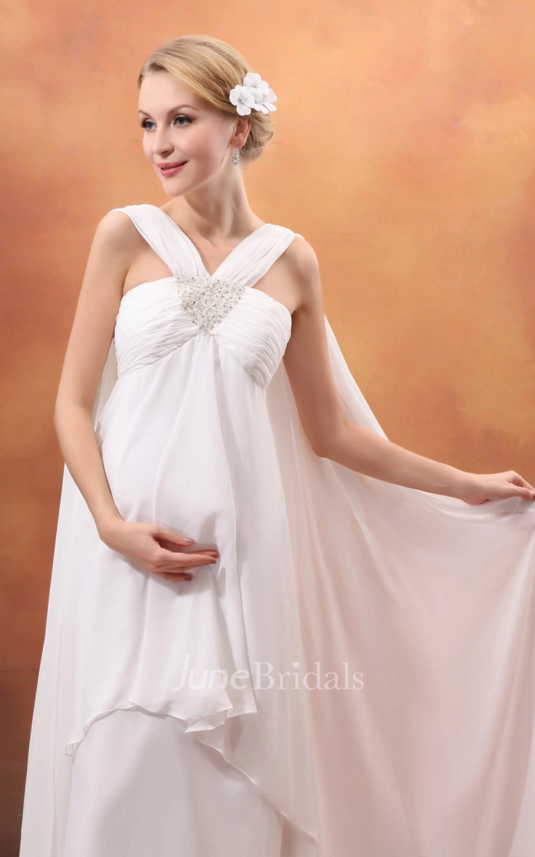 Fairy Empire Maternity Wedding Dress With Strap And Ruched Top
