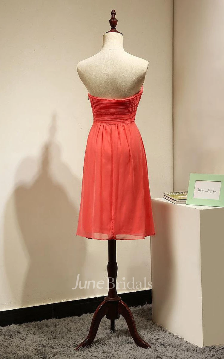 Strapless Sleeveless Dress With Ruching and Pleats