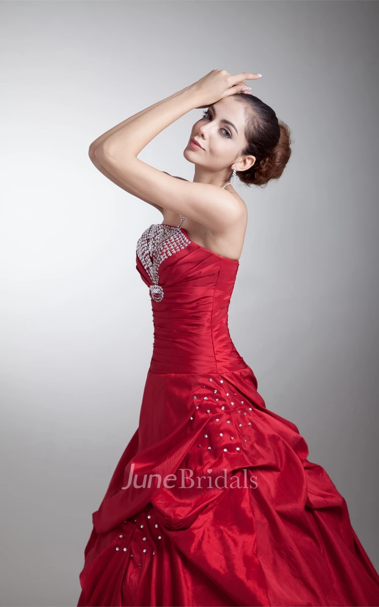 Strapless Pick-Up Ball Gown with Beading and Corset Back