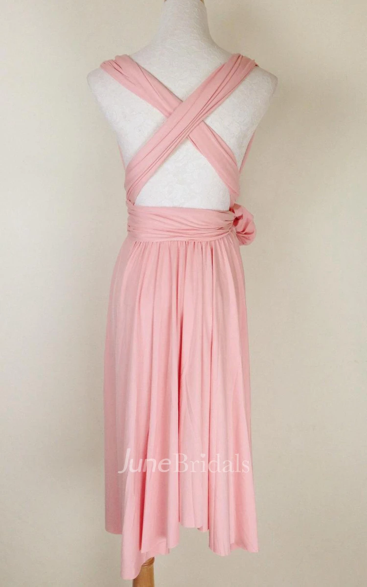 Infinity Peach Pink Knee Length Wrap Convertible Dress