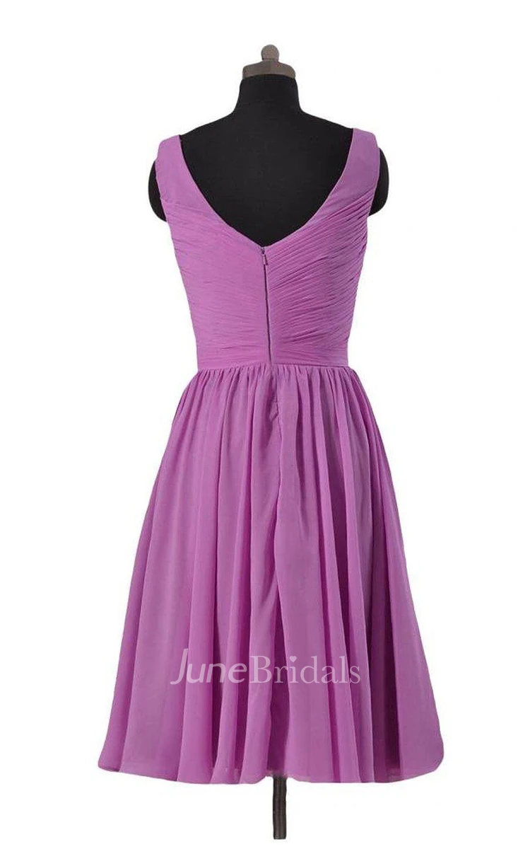 Sleeveless A-line Chiffon Dress With Pleats