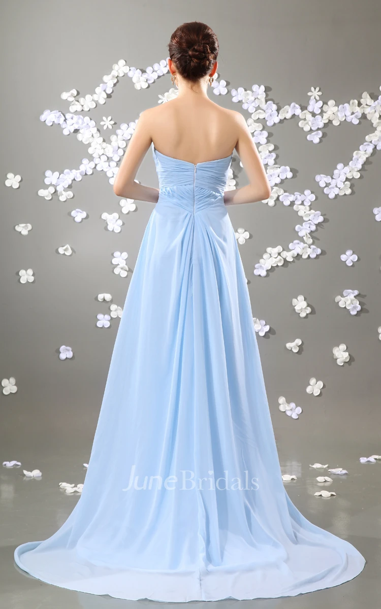 Alluring Sweetheart Sleeveless Style Dress With Slit And Crystal Detailing
