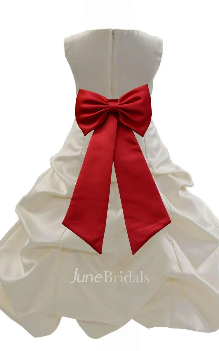 Cap-sleeved A-line Ruffled Dress With Flower Belt