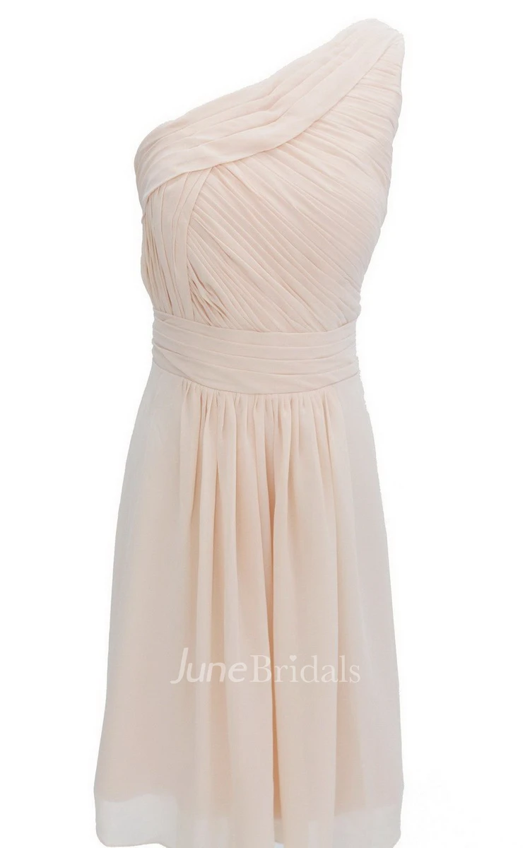 One-shoudler Short Dress With Ruched Waist