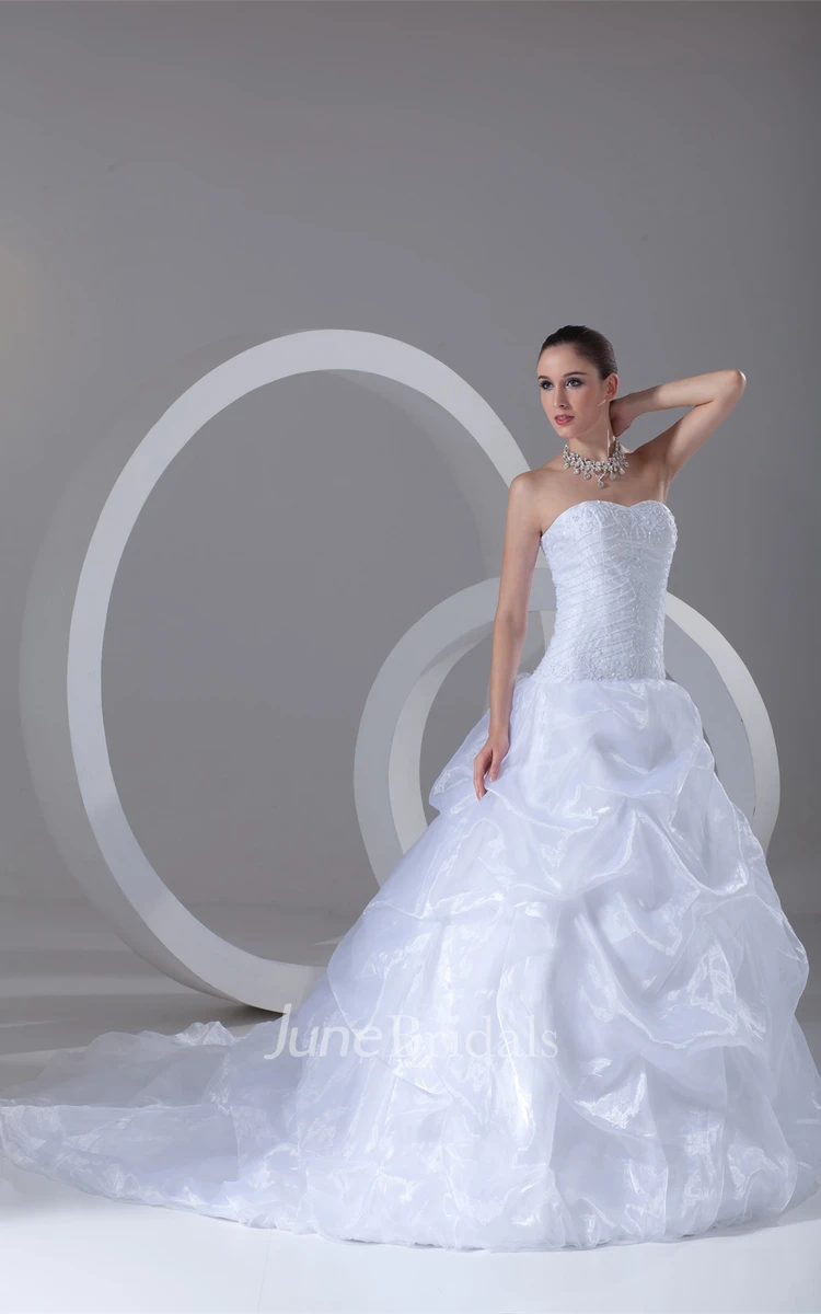 Sweetheart Pick-Up A-Line Ball Gown with Jeweled Bodice