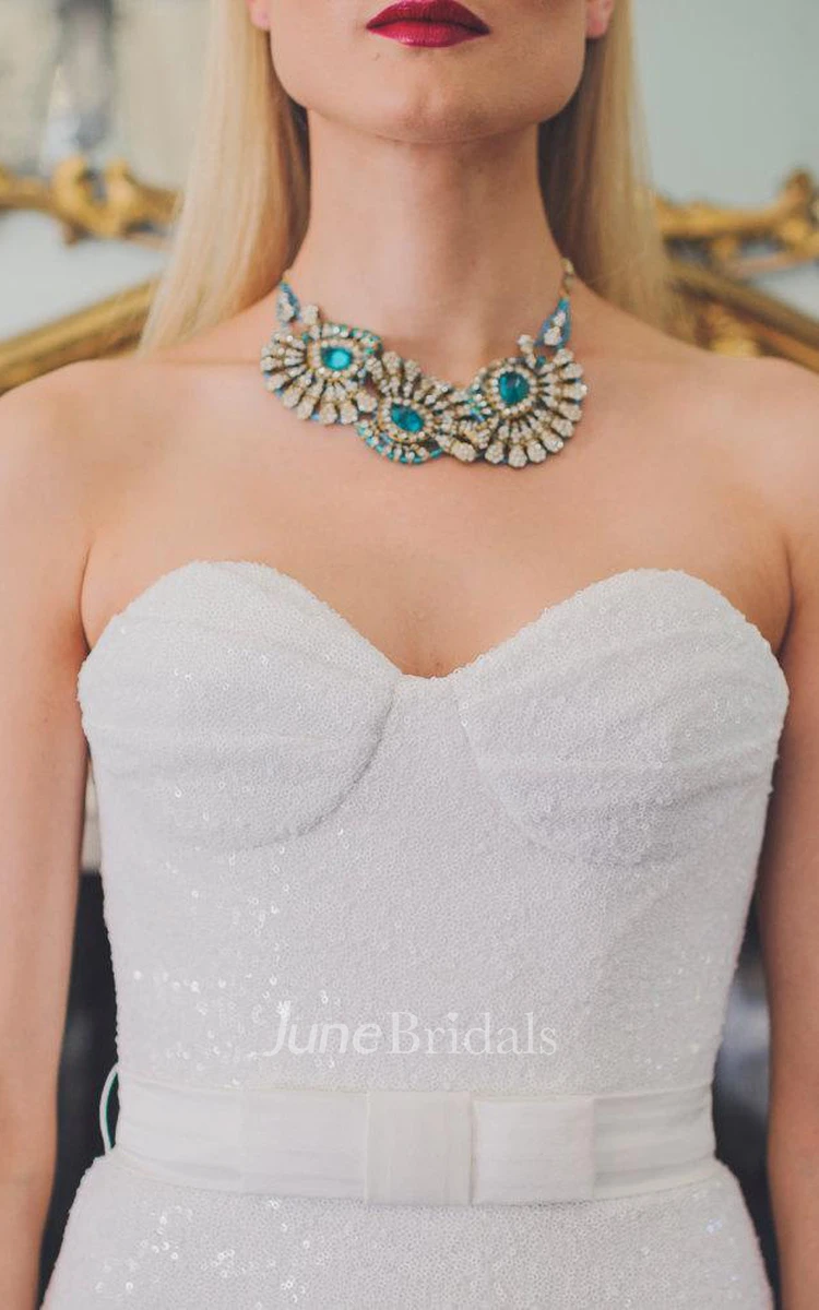 Sophisticated Fitting Wedding In Full White Sequin Dress