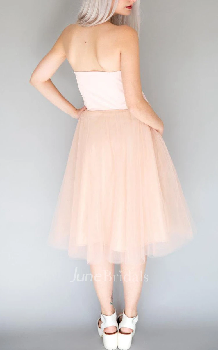 Mini Tea-length Strapped Sweetheart Tulle Dress