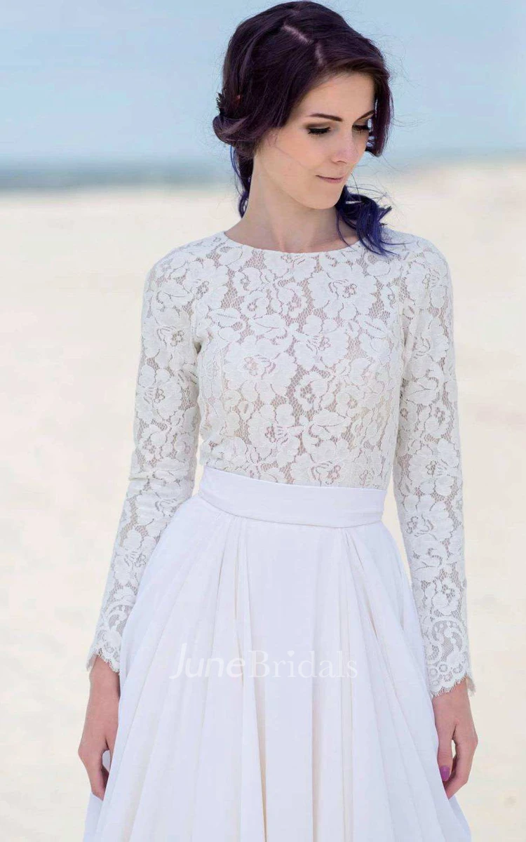 Chiffon Satin Lace Button Zipper Wedding Dress
