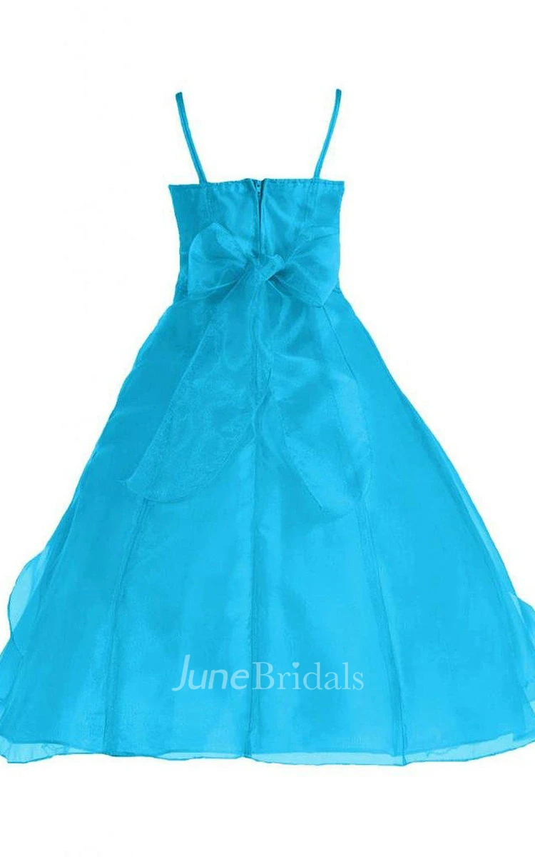 Sleeveless A-line Organza Dress With Sequins and Flower